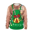 thumbnail image 1 of Faithtur Chandail en Molleton de Noël Unisexe Laid Hommes Femmes Impression Originale Renne Cloche Col Rond, 1 of 5