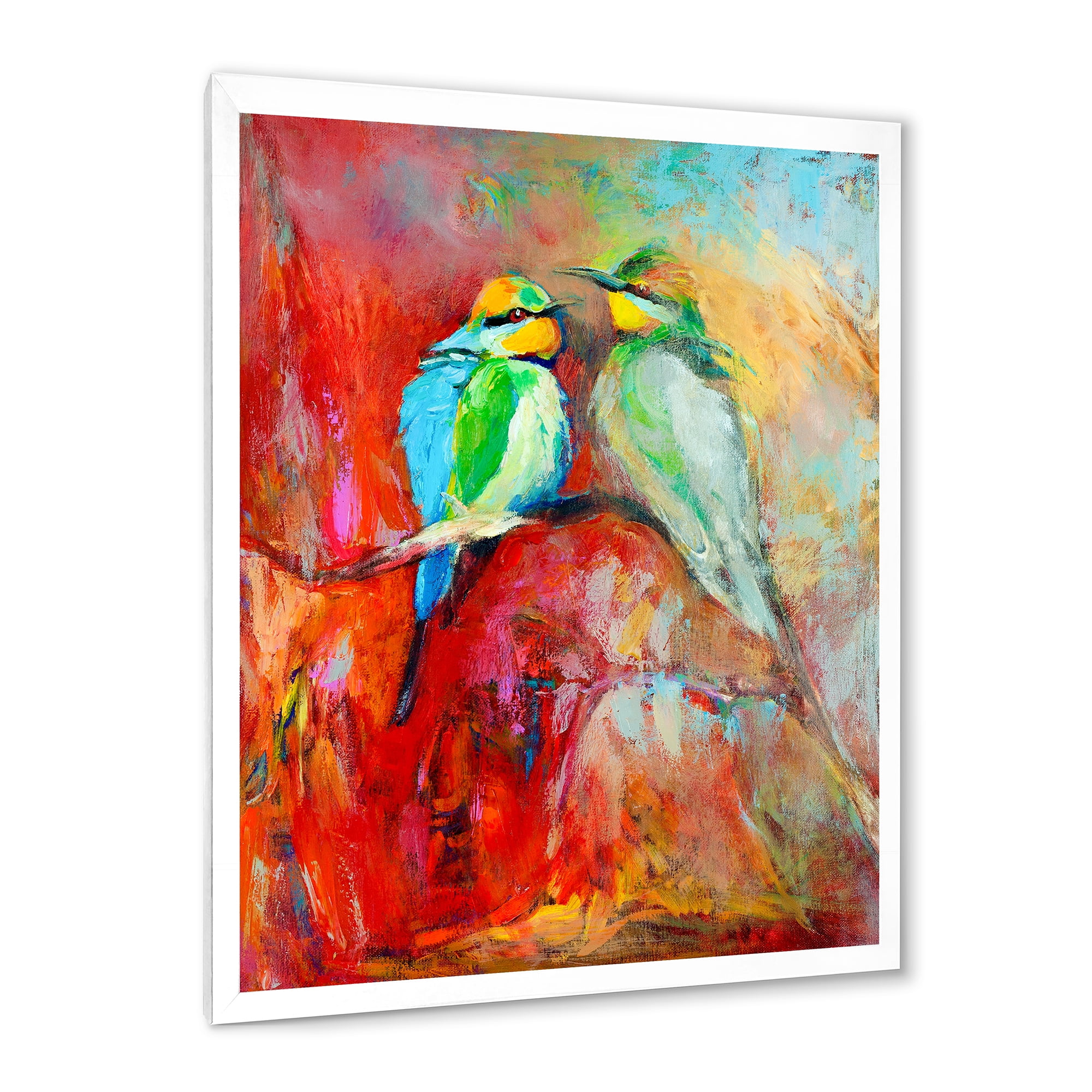 Designart 'Blue Tailed Bee Eaters Sitting On A Branch' Nautical & Coastal Framed Art Print