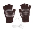 thumbnail image 1 of 1 par de guantes calefactores de invierno con USB de 5 V para hombre y mujer, guantes calefactables de medio dedo, color café, 1 of 14