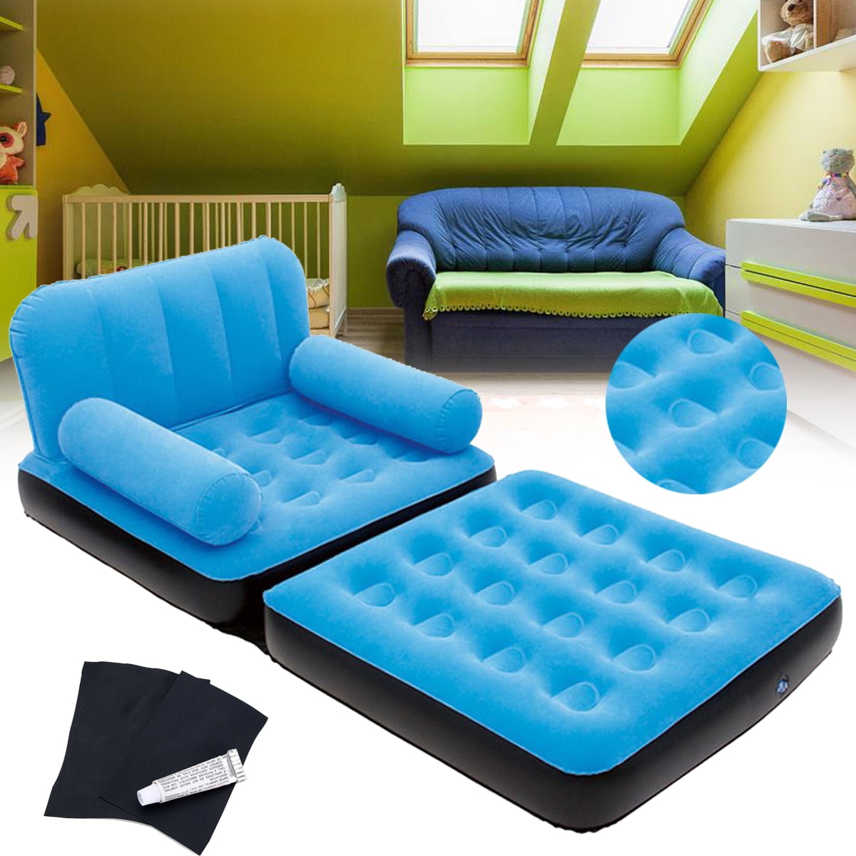 Portable 2in1 Inflatable AirCouch or Single Bed Multi Functional