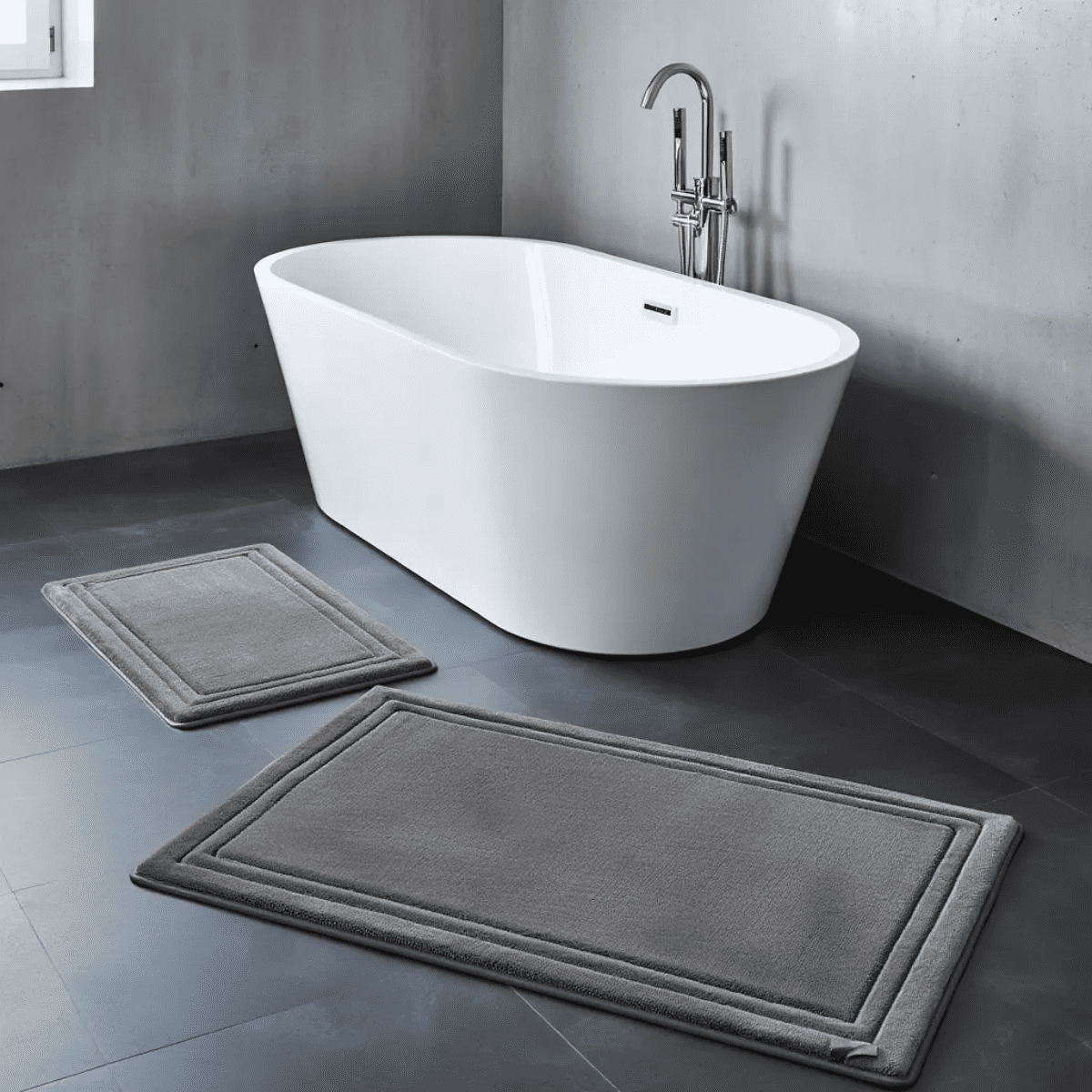 NTYNTY Super Absorbent Non-slip Bathroom Mat Set of 3,Super Soft and Comfortable Advanced Bath Blanket,Home Decoration Mat,French Grey.