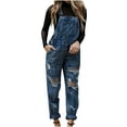 thumbnail image 2 of Hvyesh Womens Jumpsuits and Rompers Clearance, Women's Summer Fashion Women's Solid Color Casual Ripped Denim Overalls Jumpsuit, 2 of 9