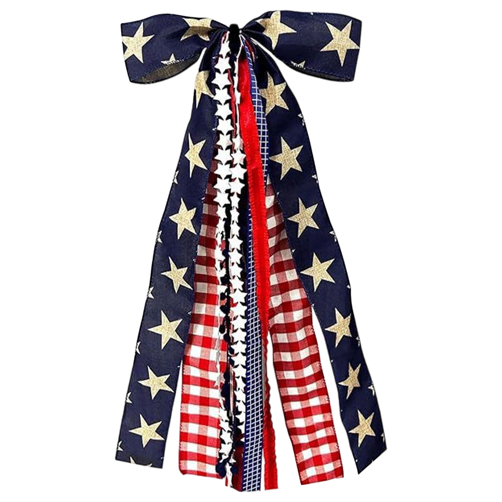 Seyotauo Large Patriotic Ribbon Bow, 4th of July Red White and Blue Bows Clip-On Star Sash Patriotic Wreaths for Front Door Indoor Outdoor Memorial Day Decoration, for Patriotic Indoor Outdoor Decor