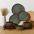 thumbnail image 6 of Pokini Stoneware Dinnerware Sets, Ceramic Plates and Bowls Sets, Microwaveable & Dishwasher Safe Dish Sets for 4, Kitchen Dinner Plates & Cereal Bowls, Sage Green, 6 of 8