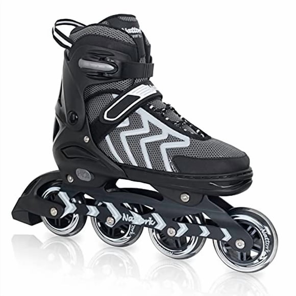 Patines Nattork con cuchillas ajustables para mujeres y hombres adultos, patines negros en línea par