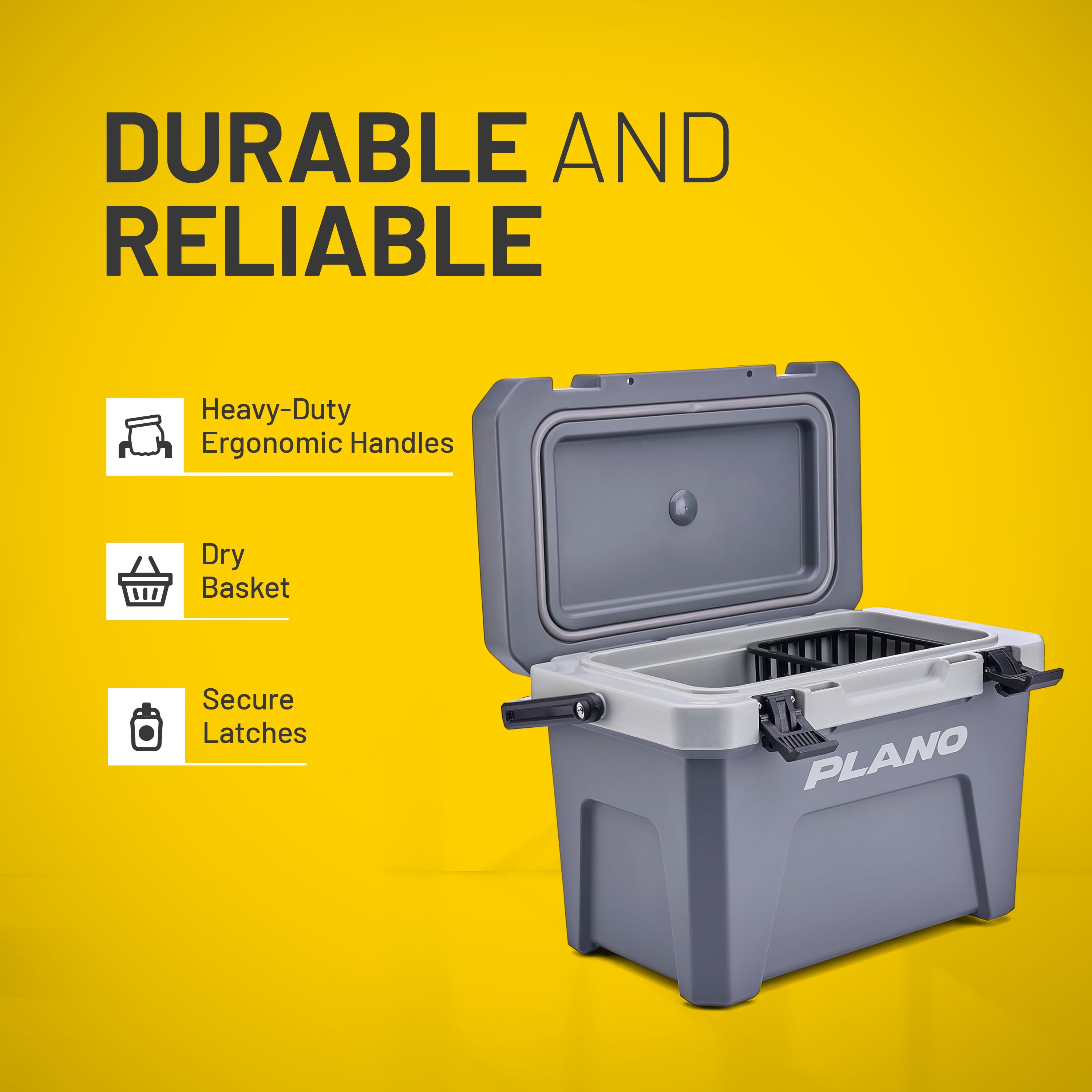 Plano Frost 14 Quart Heavy Duty Cooler w/ Built In Bottle Opener and Dry Basket, Storm Gray