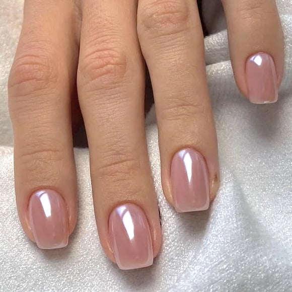 Press On Nails Whiosyrt Short Square Brillante False, 24 unidades