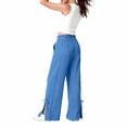 thumbnail image 6 of Delayuji Womens Cotton Linen Pants Wide Leg Pants Loose Fit Summer Casual Outerwear Fashion Pants With Pockets, 6 of 7