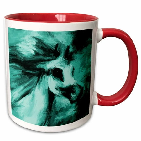 

3dRose Running horse. D�cor. Turquoise and black. - Two Tone Red Mug 11-ounce
