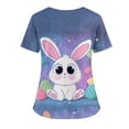 thumbnail image 3 of Garbnen S-5XL Scrub Top Easter Egg Rabbit Print Uniforms Scrubs for Women Short Sleeve V Neck Holiday Stretch Work Tops for Women with Pocket, 3 of 4