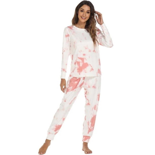 Conjunto de pijamas con estampado para mujer, ropa de estar por casa, traje de casa con teñido anudado, para otoño, Halloween y Navidad