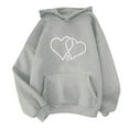 thumbnail image 4 of Baqcunre Sweaters For Women Women's Solid Color Long Sleeved Love Printed Hooded Sweater Women Sweatshirt Fall Outfits Women Trendy Grey S, 4 of 4