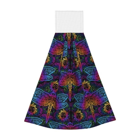 

Lukts Mandalas Dragonfly for Coral Fleece Velcro Towel Suitable for Bathroom Kitchen Hanging Absorbent Towel Household Items