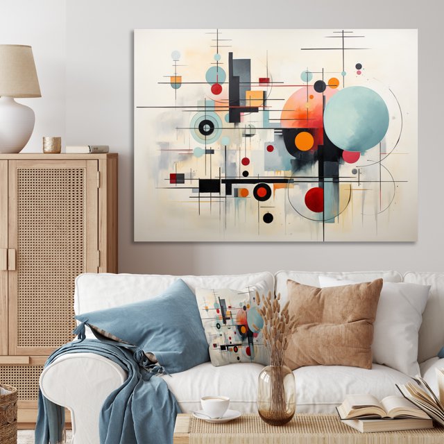 Designart Large Abstract Suprematism Wall Art, Geometric Metamorphosis Colorful Suprematism , Abstract Suprematism Wall art decor, Multi-Color Modern Canvas wall art, 32x16 inches