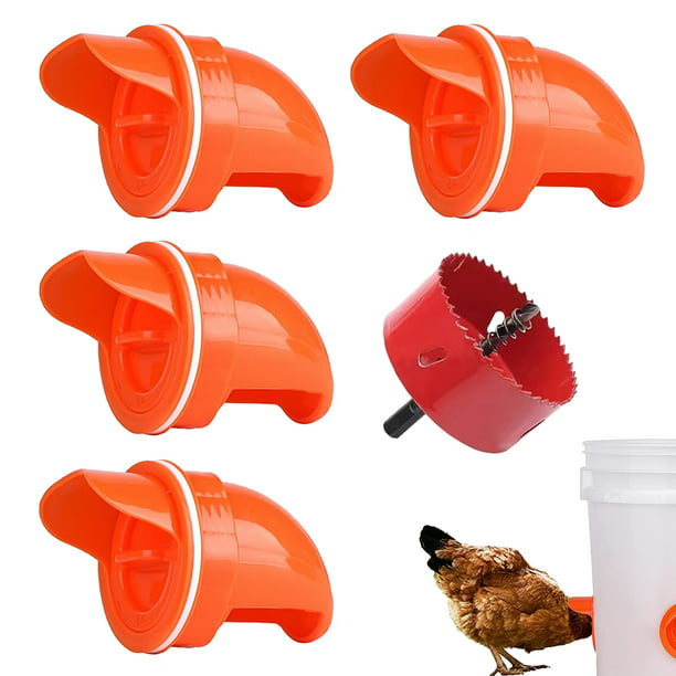 Goaxuzt DIY Chicken Feeder Set Poultry Gravity Feed Kit Weatherproof 4 Ports & 1 Hole Saw
