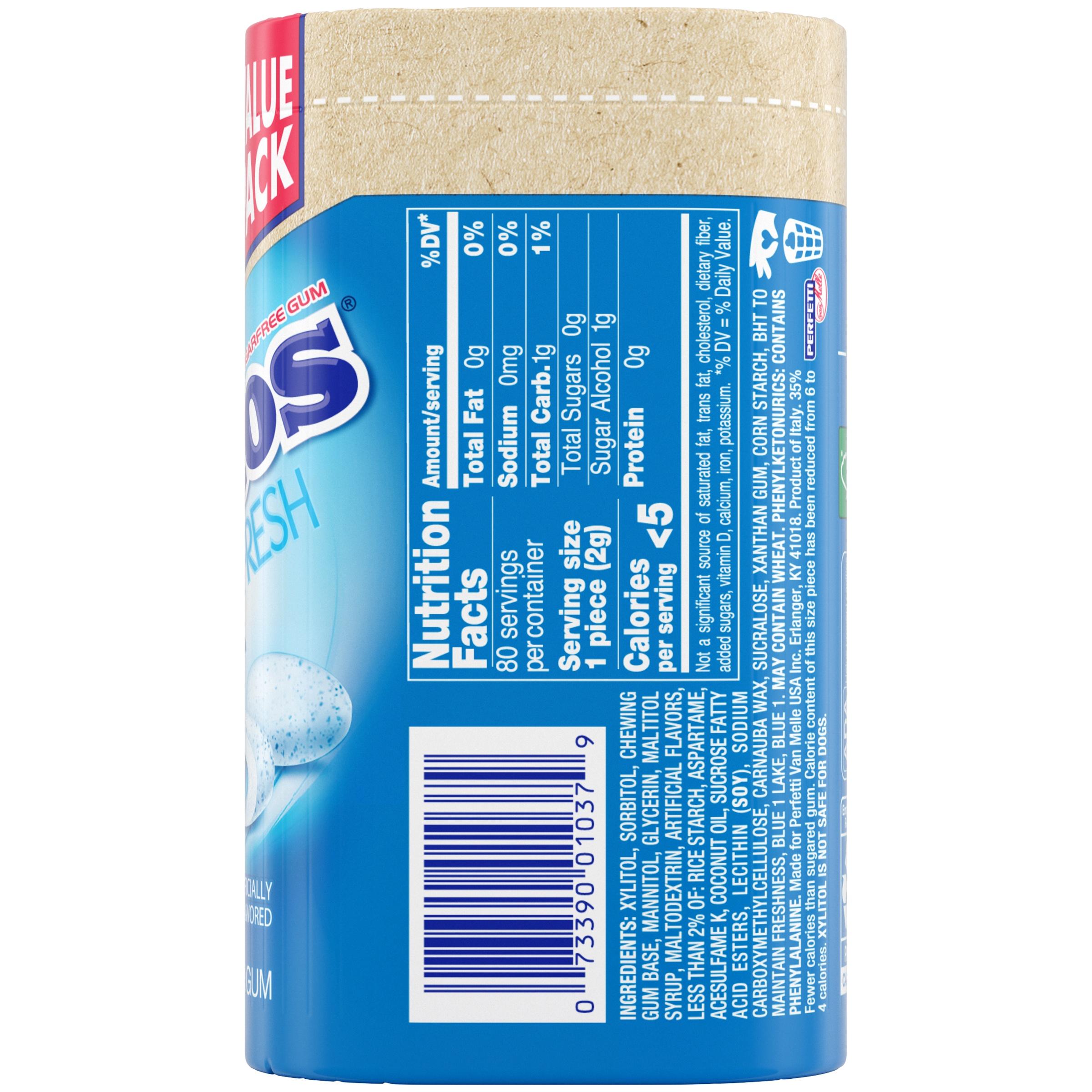 Mentos Pure Fresh Sugar-Free Gum, Paperboard Bottle, Fresh Mint, Peanut-Free, Regular Size, 80 Count - image 5 of 6