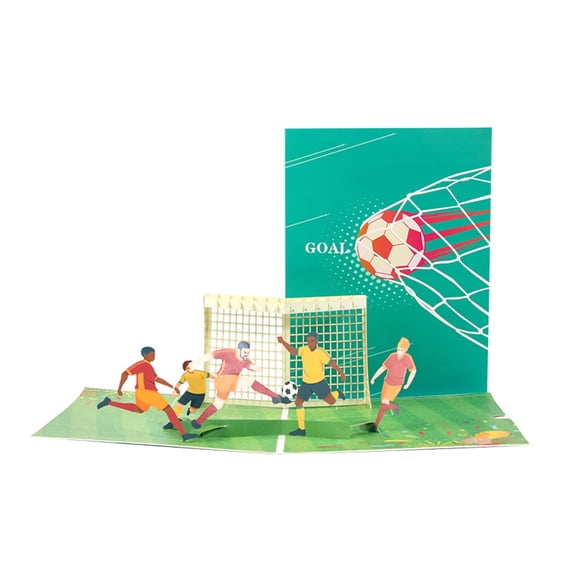 3D Pop Up Soccer Birthday Card – Soccer Greeting Card, Paper Craft with Blank Note, Soccer Fan Gift for Boys, Teens, Coaches, Goal Celebration Stadium Design