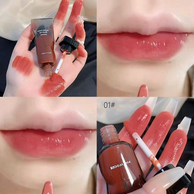 Pinkyfocus lápiz labial espejo esmalte de labios impermeable de larga duración 6 colores taza antiadherente mujeres