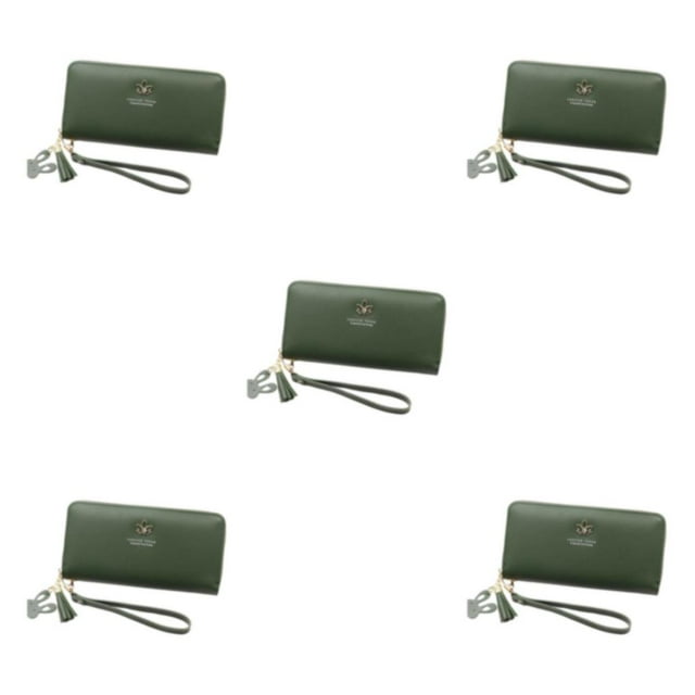 Decodeary Practical Women Wallet With Multiple Compartments All Occasions Wide Application PU Card Holder Wallet Pu Leather Wallet green 5Set
