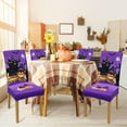 thumbnail image 5 of Halloween Chair Covers，Halloween Dining Chair Protectors, Stretch Dining Chair Cover,Washable Kitchen Parsons Chair,Removable Suitable for Halloween Kitchen Restaurant Decor(4Pcs,Purple), 5 of 6