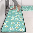 thumbnail image 2 of Kitchen Rugs Sets Of 2,Turquoise Daisy Flower Yellow Centers Pattern Anti Fatigue Kitchen Mat Rugs Non Slip Washable,Decorative Kitchen Floor Mats for Kitchen,Sink,Laundry,17"x47"+17"x47", 2 of 5