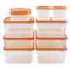 Holm BPA Free Reusable Square Food Storage Containers With Lids (Orange) Leak Proof - Great For Meal Prep, Baby or Gourmet Foods - 9 PCS Set