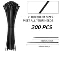 thumbnail image 3 of Dutevolns Black CableTies 200Pack, 4in Heavy Duty Multi-Purpose Self-Locking Nylon Cable Cord Management, Plastic Wire Ties for Home, Office, Garden, Workshop, 3 of 9