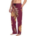 thumbnail image 5 of Men's Pajama Pants with Pockets Sleepwear Lounge Pants Stretch Casual Red Floral Japanese Flower, 5 of 7