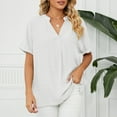 thumbnail image 5 of TIHLMK Womens Shirts White Women's Fashion Short Sleeve Retro Round Neck Easter Solid Color Loose Tops Blouse Sleeve Gift for Womens Tops, 5 of 8
