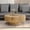 Ø31.5" Natural, variant on Round Coffee Table for Living Room, 31.5" Circle Wood Center Table with Pedestal for Apartment, Easy Assembly, Graphite Black