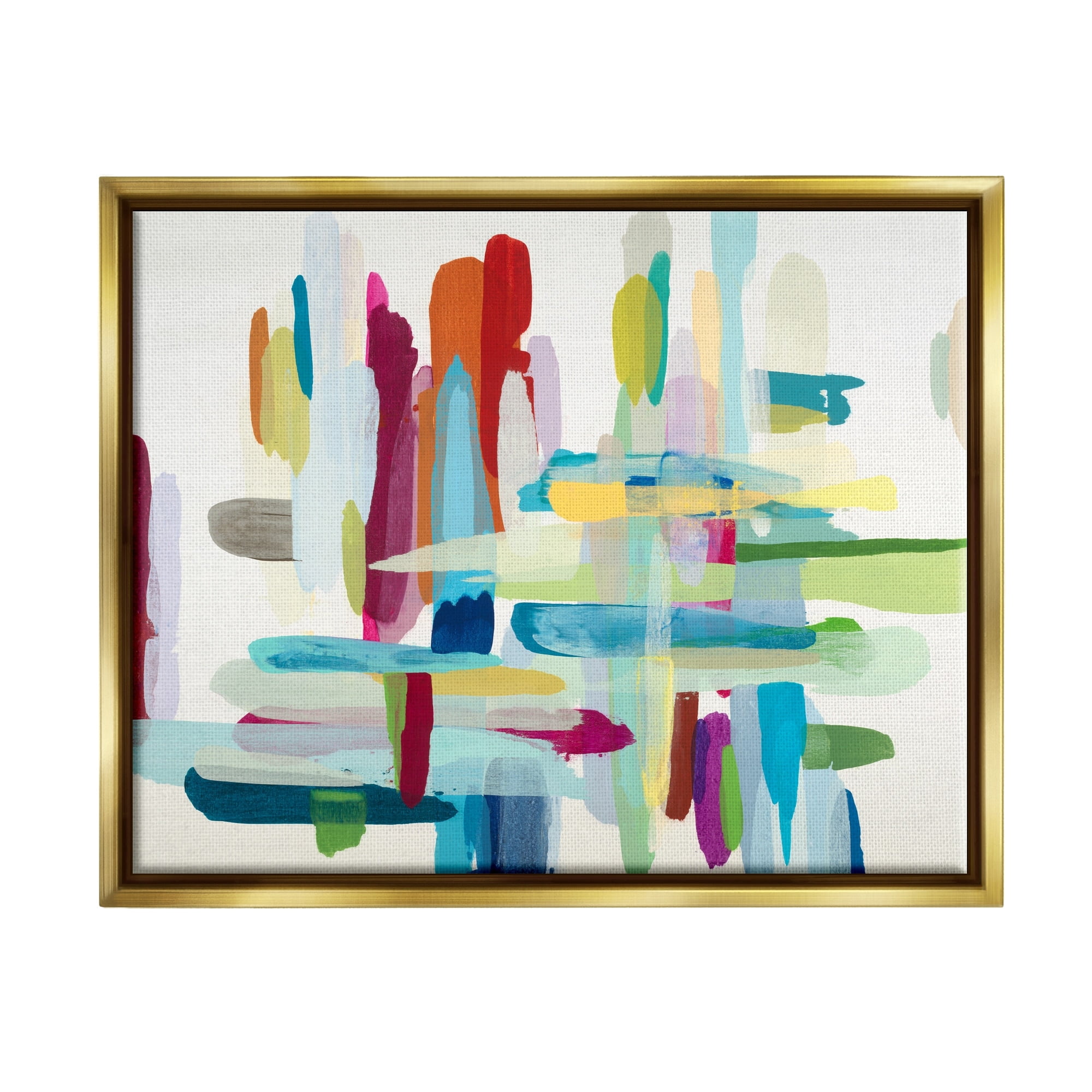 Stupell Industries Colorful Cross Hatch Abstraction Metallic Gold Framed Floating Canvas Wall Art, 16x20, by Randy Hibberd