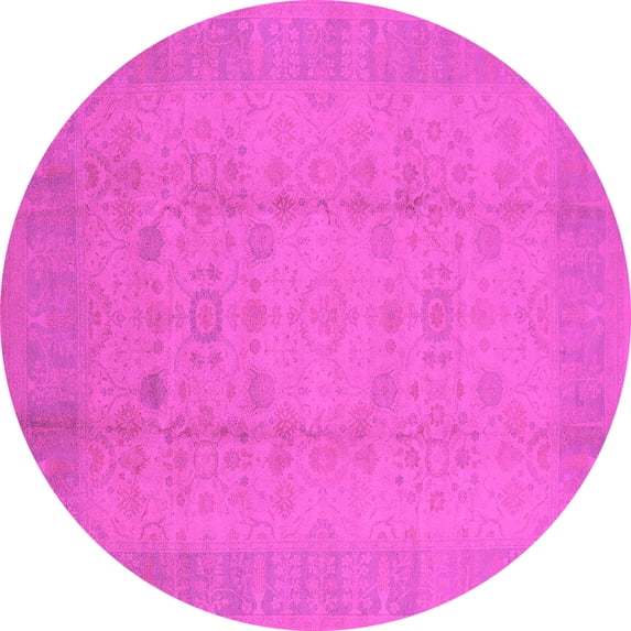 Ahgly Company Indoor Round Oriental Pink Industrial Area Rugs, 5' Round