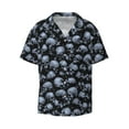 thumbnail image 3 of Balery Gothic Skull Men's Casual Button Down Shirt Short Sleeve Textured Summer Cuban Beach Shirts-Medium, 3 of 7