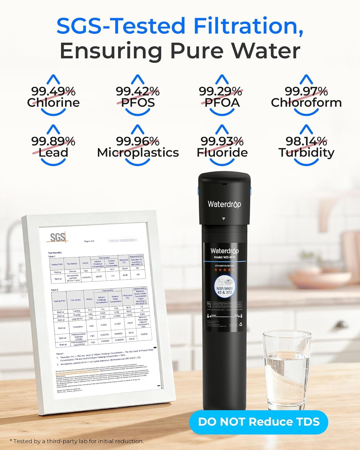 Waterdrop 15UA Under Sink Water Filter System, 16K Gallons Ultra High Capacity Main Faucet Under Counter Water Filtration System, Removes 99% Lead