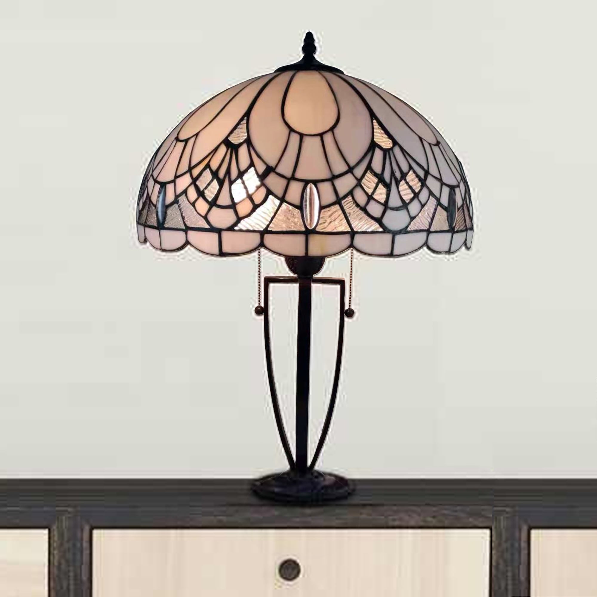 Jodi Dark Bronze 2-Light Tiffany-Style Dome Table Lamp