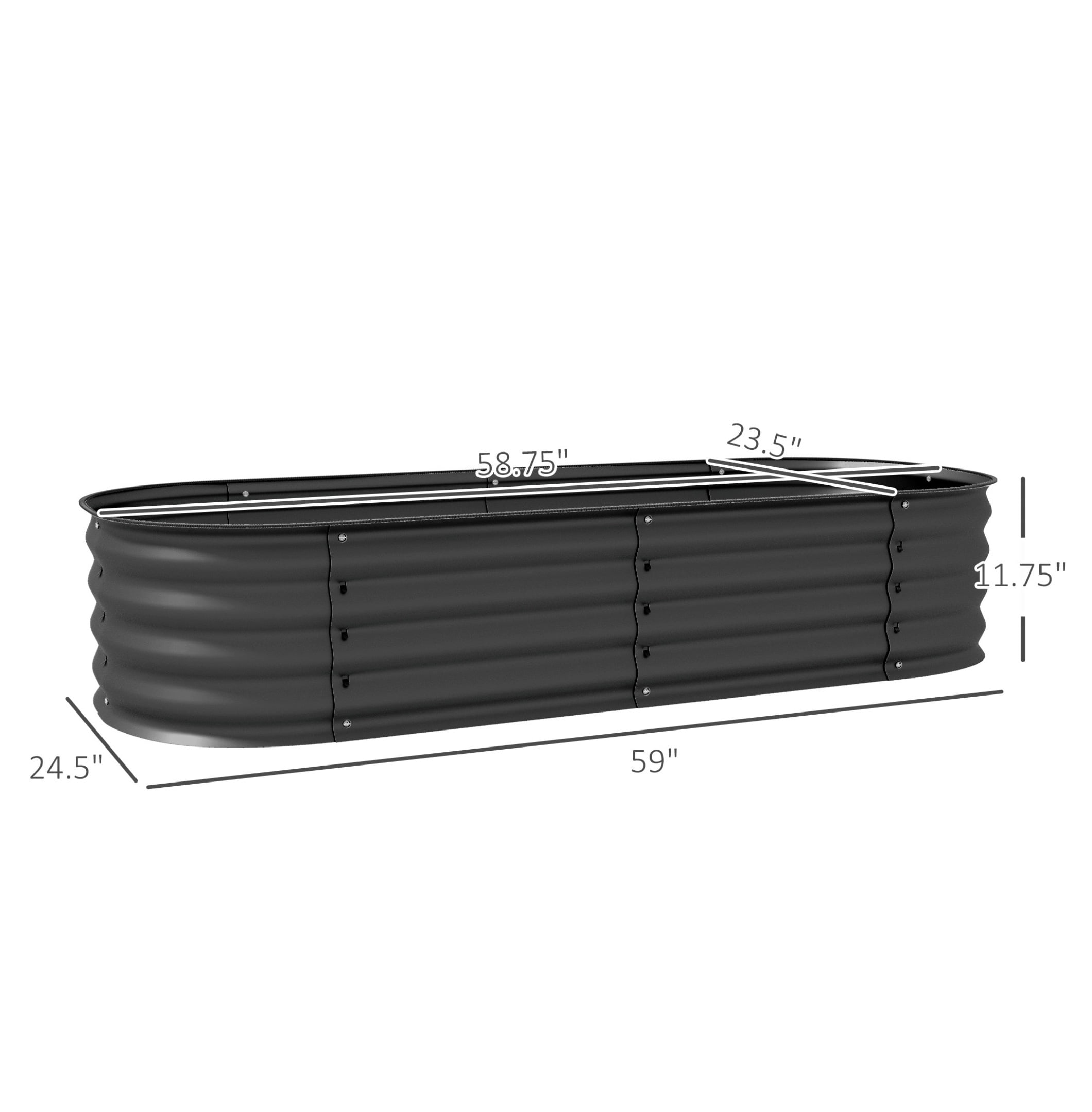 Outsunny 4.9' x 2' x 1' Galvanized Raised Garden Bed Kit, Outdoor Metal Elevated Planter Box with Safety Edging, Easy DIY Stock Tank for Growing Flowers, Herbs & Vegetables, Dark Gray