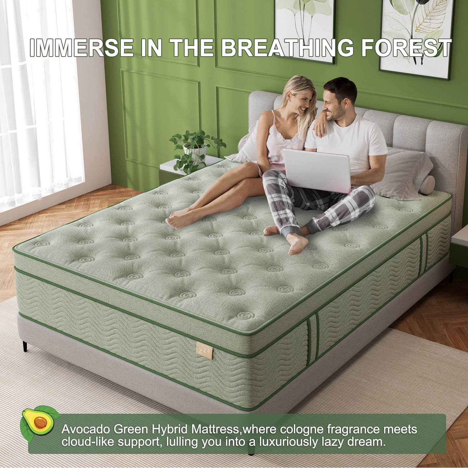 Viscountess Queen Mattress 10 inch with Gel Memory Foam Medium Firm Euro Top Hybrid Mattress Queen Size in a Box,Adult