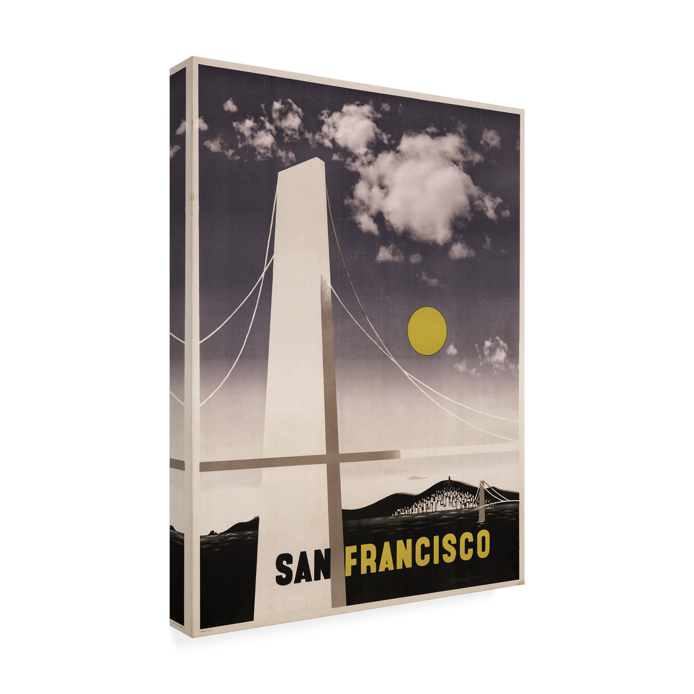 Canvas Wall Art - Vintage Apple Collection 'San Francisco Bridge' Wall Art for Living Room, Bedroom, or Office Décor by Trademark Fine Art - 18 x 24 Inches