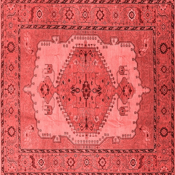 Ahgly Company Indoor Square Oriental Red Industrial Area Rugs, 6' Square