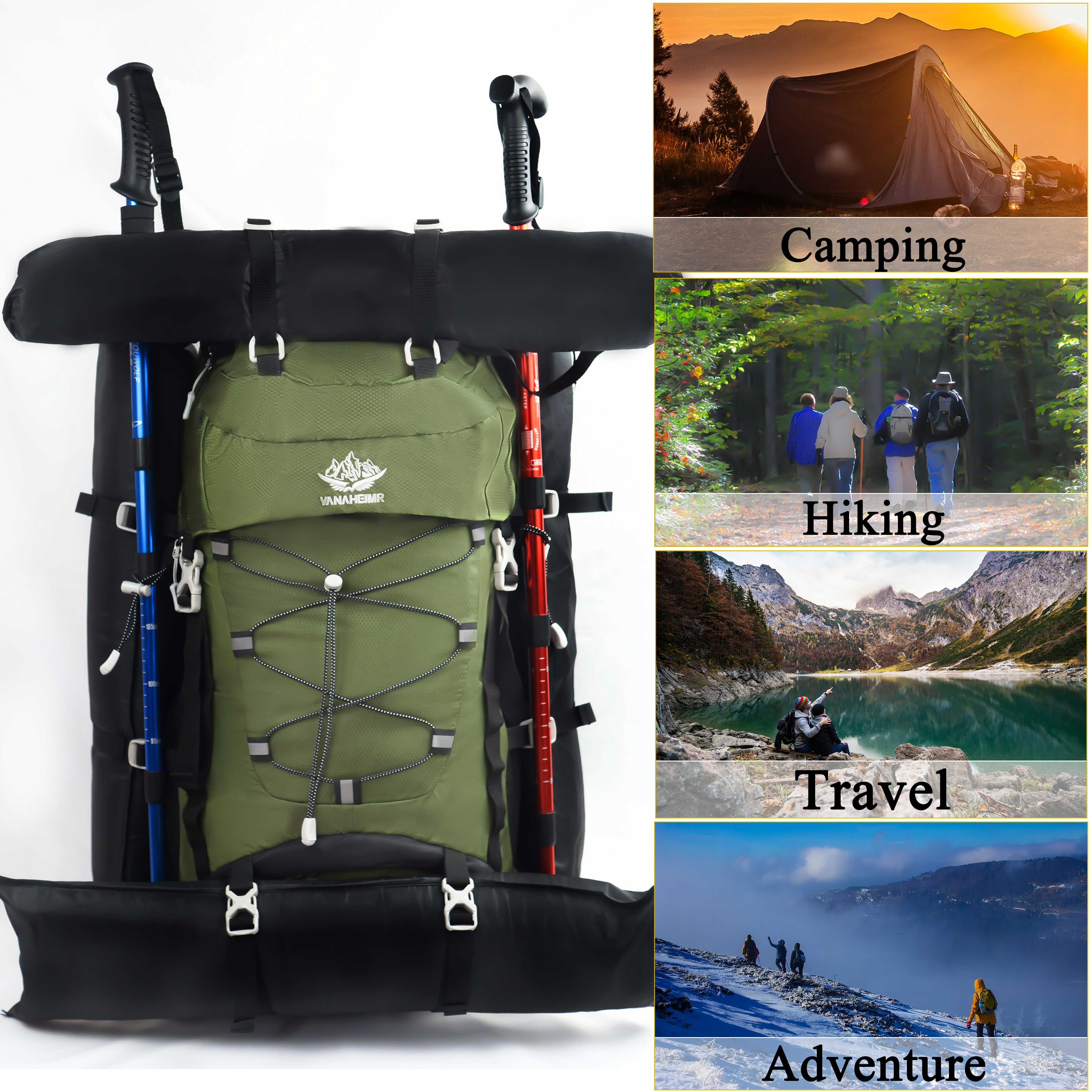 60L Travel Hiking Camping Backpack with Rain Cover, Backpack Water Resistant,Climbing Backpack for Men Women