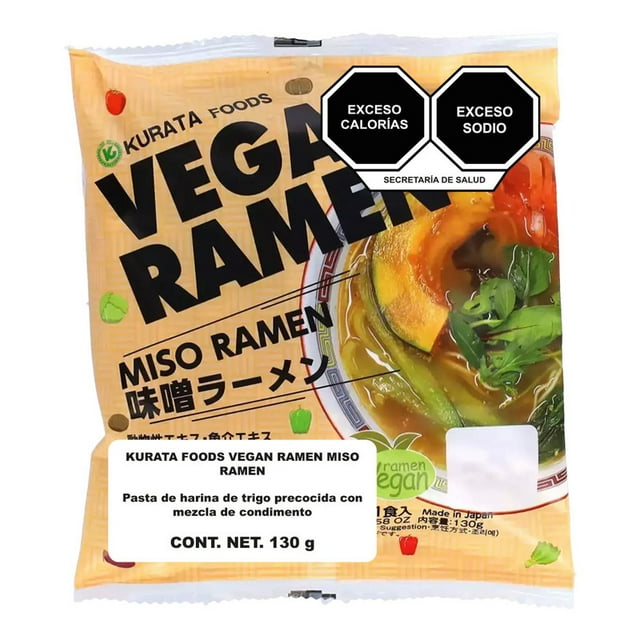 Pasta Vegan Ramen Kurata Foods miso precocida con mezcla de condimento 130 g