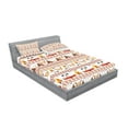 thumbnail image 2 of Ambesonne Ethnic Fitted Sheet & Pillow Sham Set, Geometrical Borders Art, Queen, Red Marigold and White, 2 of 2