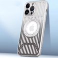thumbnail image 6 of Compatible with iPhone 14 Pro Max Hollow Stand Case Cooling Heat Dissipation Electroplated Magnetic Kickstand Ring Fashion Protection Shockproof Cover for Women Girls Silver, 6 of 6