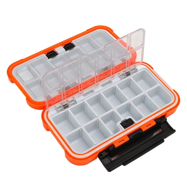 Fishing Tackle Box, Double Lock Space Adjustment Fishing Hook Case  Waterproof Multi Compartments Plastic For Outdoor Activity 