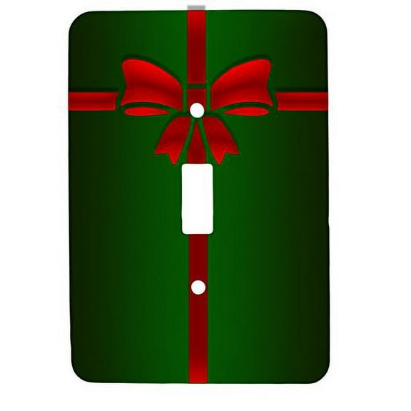Red Bow Christmas Present Single Toggle Holiday Metal Light Switch Cover
