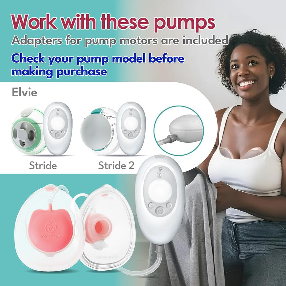 Nenesupply Handsfree Wearable Breastmilk  Collection Cups Compatible with Elvie Stride Stride 2 Breast Pumps. 24mm Silicone Flanges Pump Parts Accessories 19mm 21mm inserts