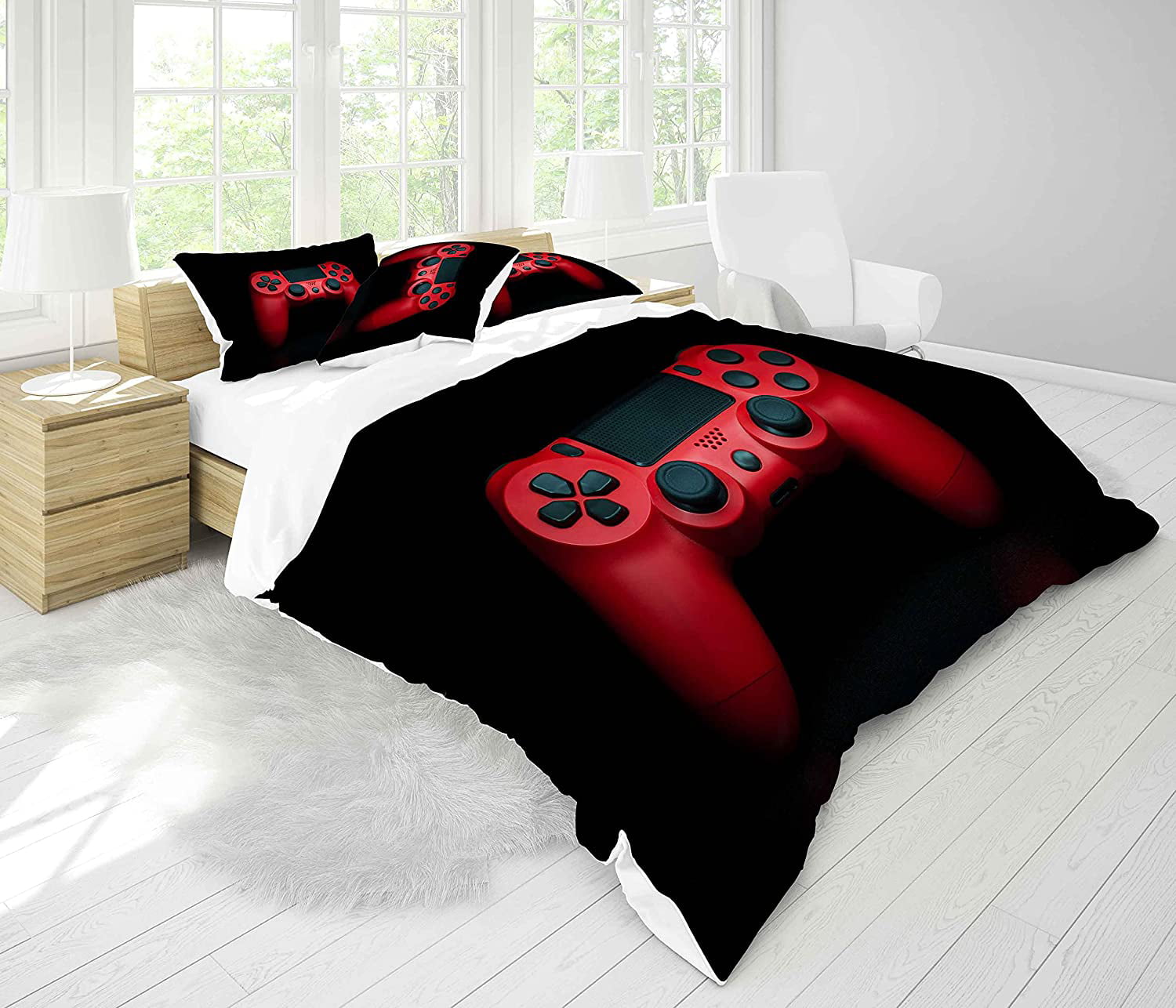 Gamer Bedding Set Black Red Gaming Comforter Set For Teens Boys Video Game  Gamepad Comforter Game Controller Quilt Set 1 Comforter 2 Pillowcases Queen  3Pcs 