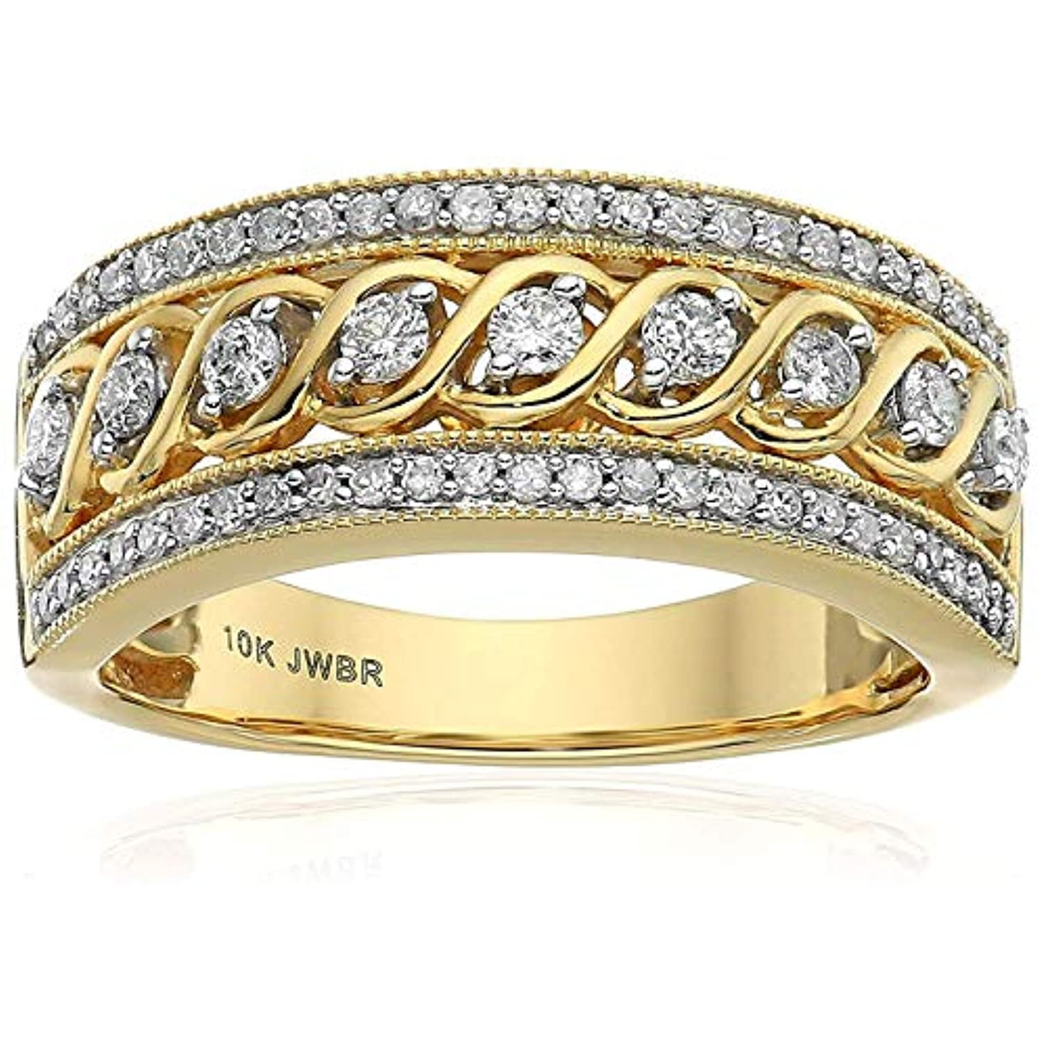 Jewelili Jewelili 10K Yellow Gold with 1/2 CTTW Diamond Anniversary