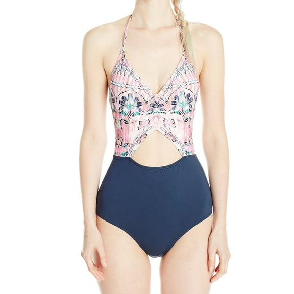 Womens Small Floral Cutout One-Piece Swimwear S