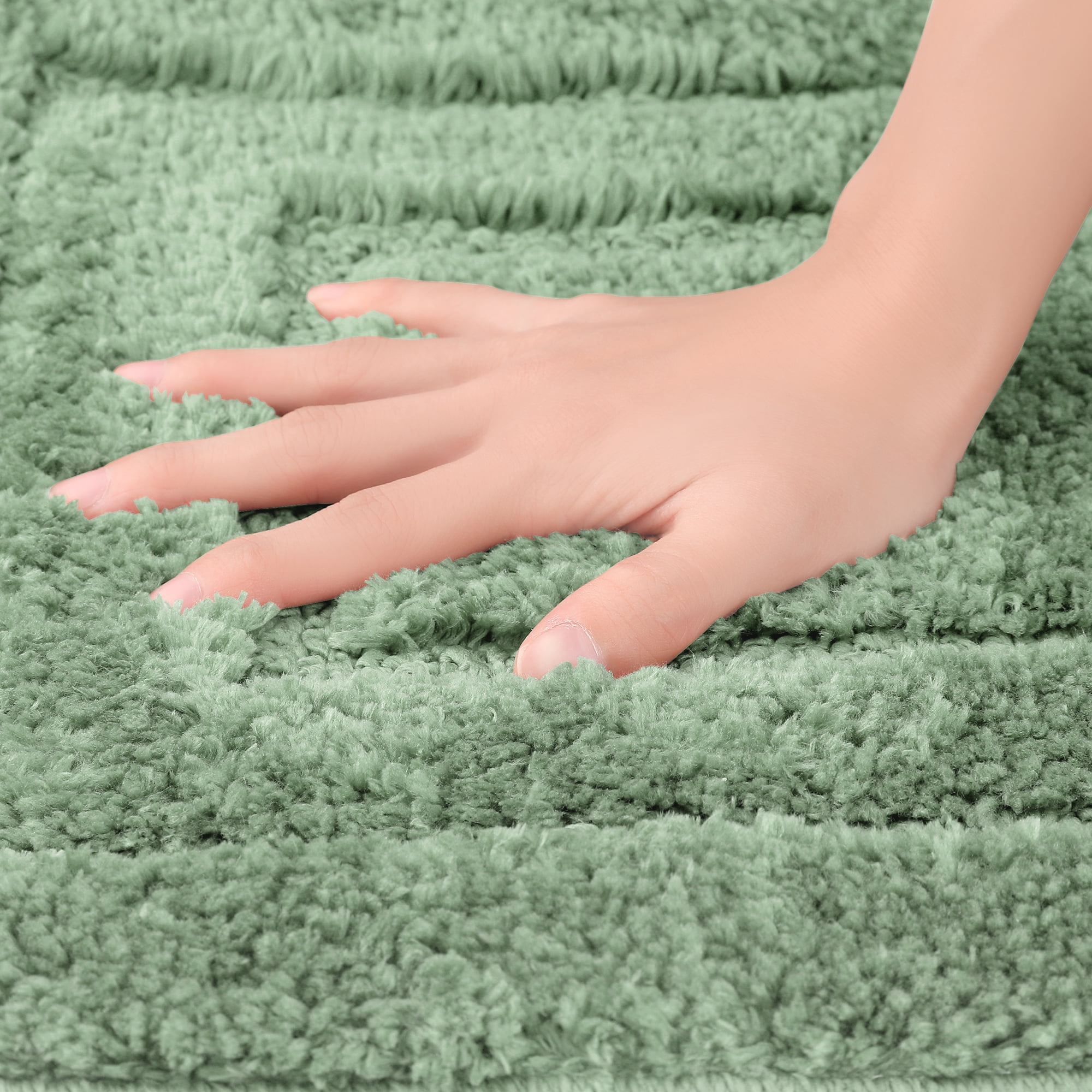 Unique Bargains Soft Absorbent Non-Slip Plush Bath Rugs for Bathroom Light Green 20"x32"
